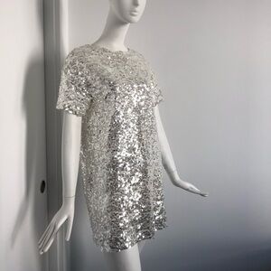 Zara Sparkling Silver Mini Dress